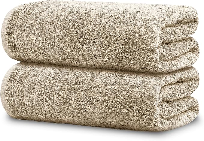 Beige Oversized Bath Sheets (Pack of 2) – Soft Cotton Comfort