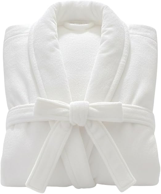Unisex Egyptian Cotton Velour Bathrobe – Soft Luxury Dressing Gown with Belt & Pockets