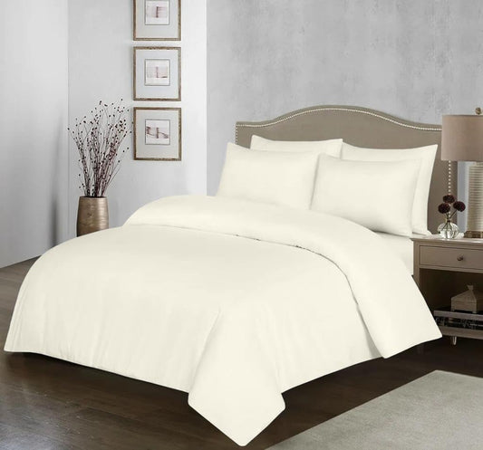 Cream Egyptian Cotton Duvet Cover Set (200 Thread Count) – Soft Easycare Bedding with Pillowcases