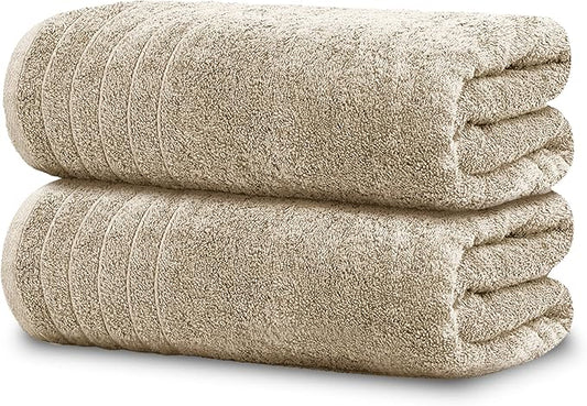 Beige Oversized Bath Sheets (Pack of 2) – Soft Cotton Comfort
