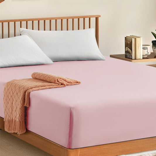 Blush Pink Egyptian Cotton Fitted Sheet (300TC) – Hotel Quality Deep Fit Bedsheet