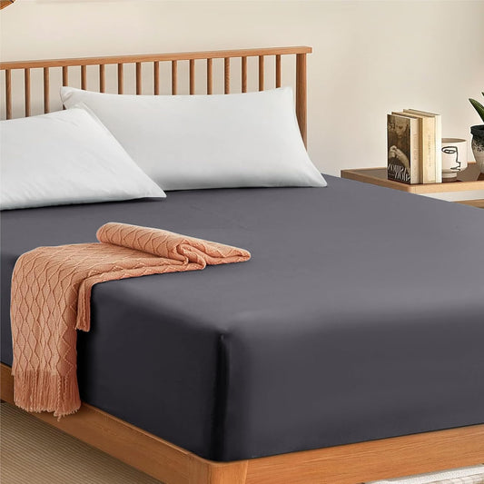 Charcoal Egyptian Cotton Fitted Sheet (300TC) – Hotel Quality Deep Fit Bedsheet