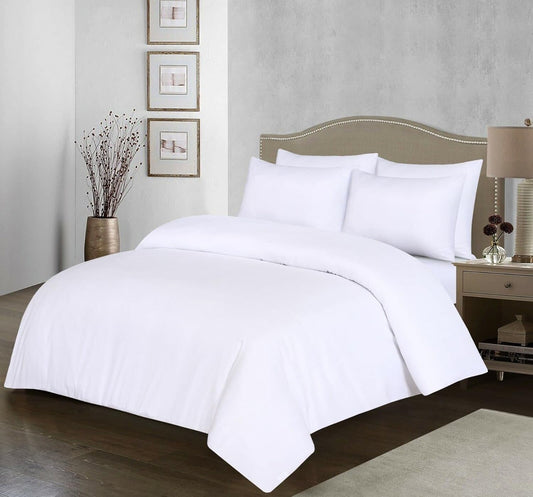 White Egyptian Cotton Duvet Cover Set (200 Thread Count) – Soft Easycare Bedding with Pillowcases