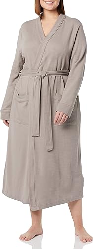 Smokey Grey Women’s Lightweight Waffle Full-Length Robe – Soft Breathable Cotton Blend Lounge Robe