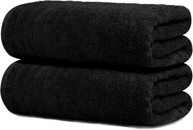 Black Oversized Bath Sheets (Pack of 2) – Soft Cotton Comfort