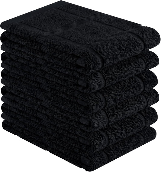 Black Premium Kitchen Towels (6-Pack) – Large Cotton 18x28 Soft & Absorbent Tea Towels