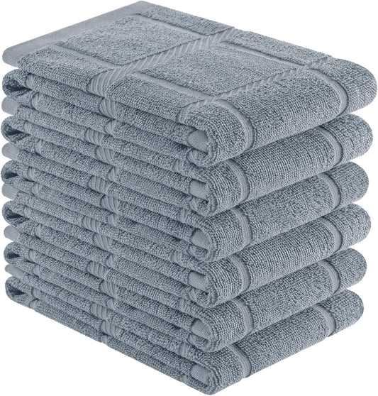 Grey Premium Kitchen Towels (6-Pack) – Large Cotton 18x28 Soft & Absorbent Tea Towels