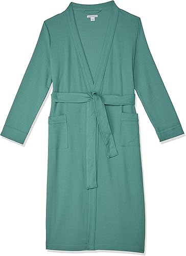 Teal Blue Women’s Lightweight Waffle Full-Length Robe – Soft Breathable Cotton Blend Lounge Robe
