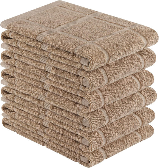 Khaki Premium Kitchen Towels (6-Pack) – Large Cotton 18x28 Soft & Absorbent Tea Towels