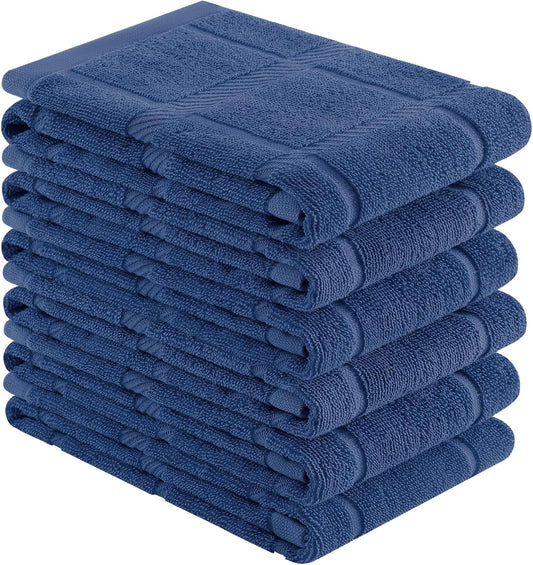 Navy Blue Premium Kitchen Towels (6-Pack) – Large Cotton 18x28 Soft & Absorbent Tea Towels