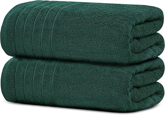 Hunter Green Oversized Bath Sheets (Pack of 2) – Soft Cotton Comfort