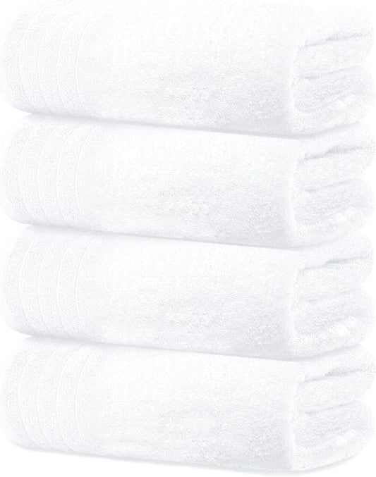 White Cotton Bath Towels (Pack of 4) – Extra Large 30x60 Inches Soft & Absorbent