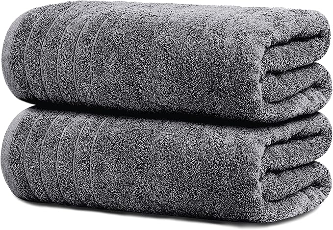 Dark Grey Oversized Bath Sheets (Pack of 2) – Soft Cotton Comfort