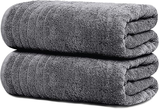 Dark Grey Oversized Bath Sheets (Pack of 2) – Soft Cotton Comfort